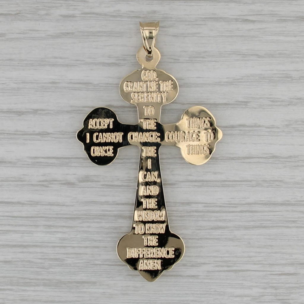 2-Toned Large Serenity Cross Pendant 14k White Yellow Gold
