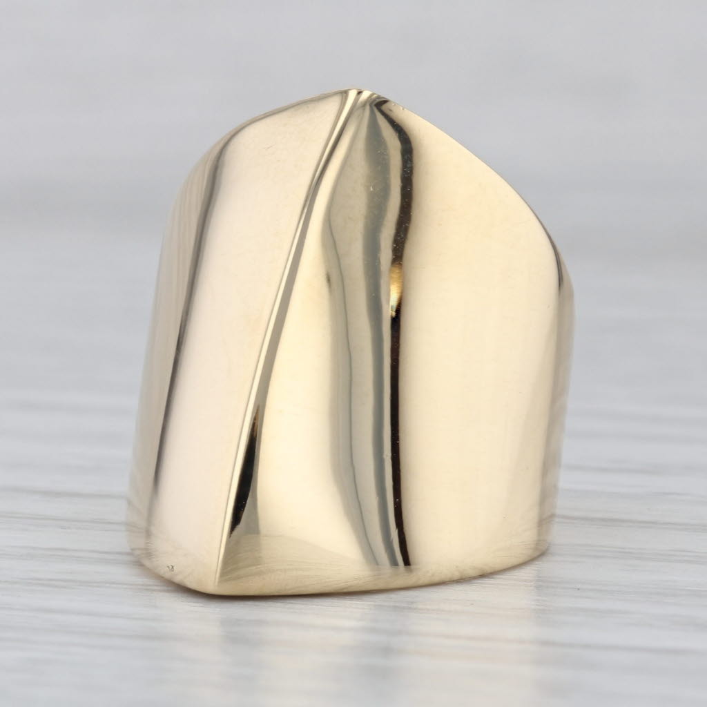 Unique Beveled Domed Statement Ring 18k Yellow Gold Size 6.5