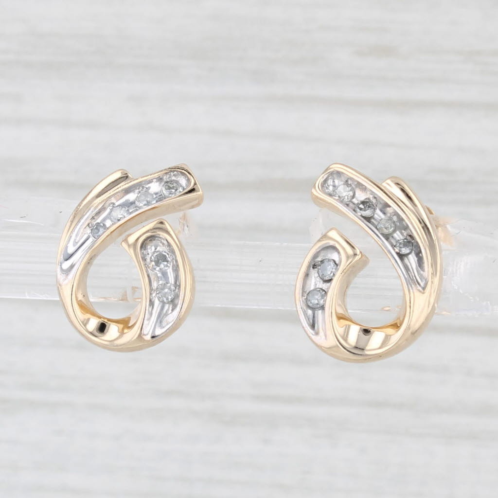 Light Gray Diamond Teardrop Stud Earrings 10k Yellow White Gold