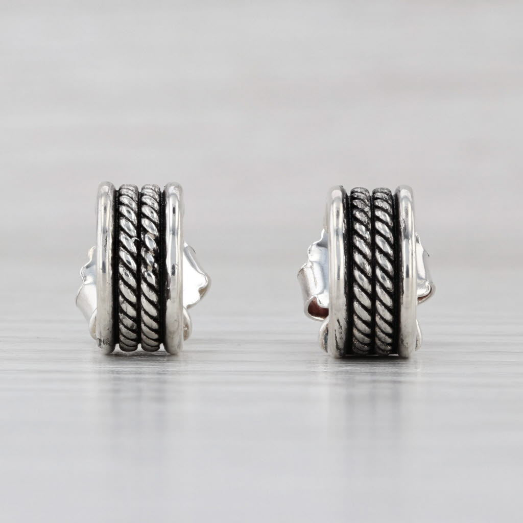 David Yurman Small Hoop Cable Earrings Sterling Silver Studs