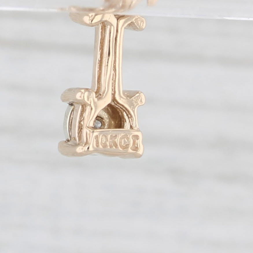 Light Gray Diamond 3-Stone Journey Earrings 10k Yellow Gold Pierced Drops