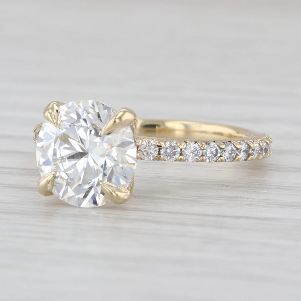 New IGI 3.55ctw Round Lab Grown Diamond Engagement Ring 14k Yellow Gold Size 6.5