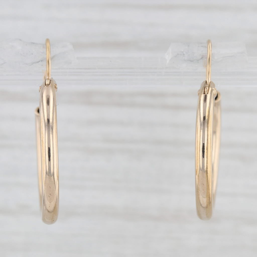 Light Gray Gold Hoop Earrings 14k Yellow Gold Pierced Round Hoops