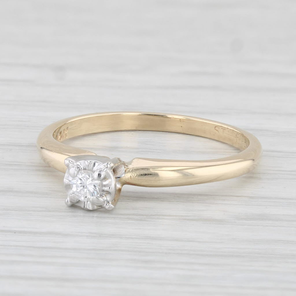 Light Gray Round Diamond Solitaire Engagement Ring 14k Yellow Gold Size 6.5