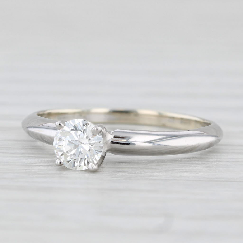 Light Gray 0.31ct Round Diamond Solitaire Engagement Ring 14k White Gold Size 5