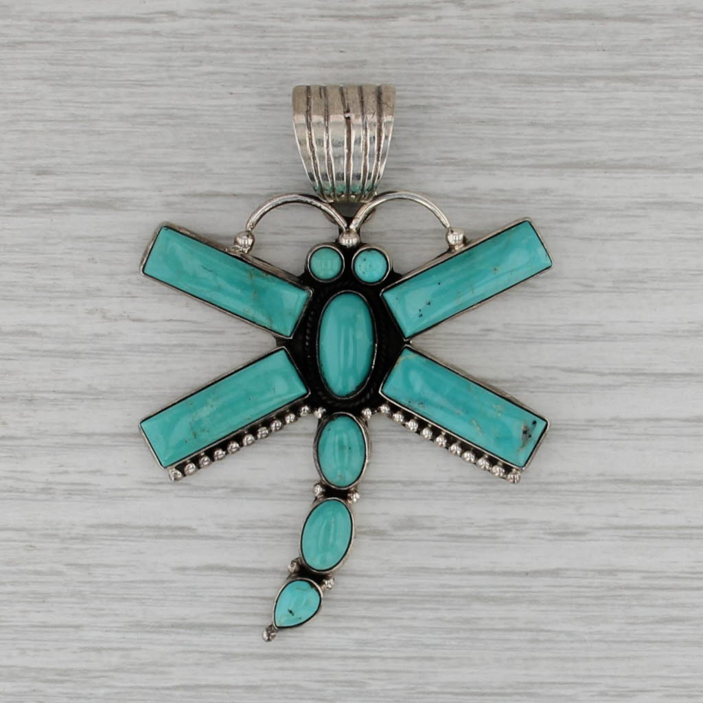 Dan Dodson Southwestern Dragonfly Pendant Sterling Silver Turquoise Statement