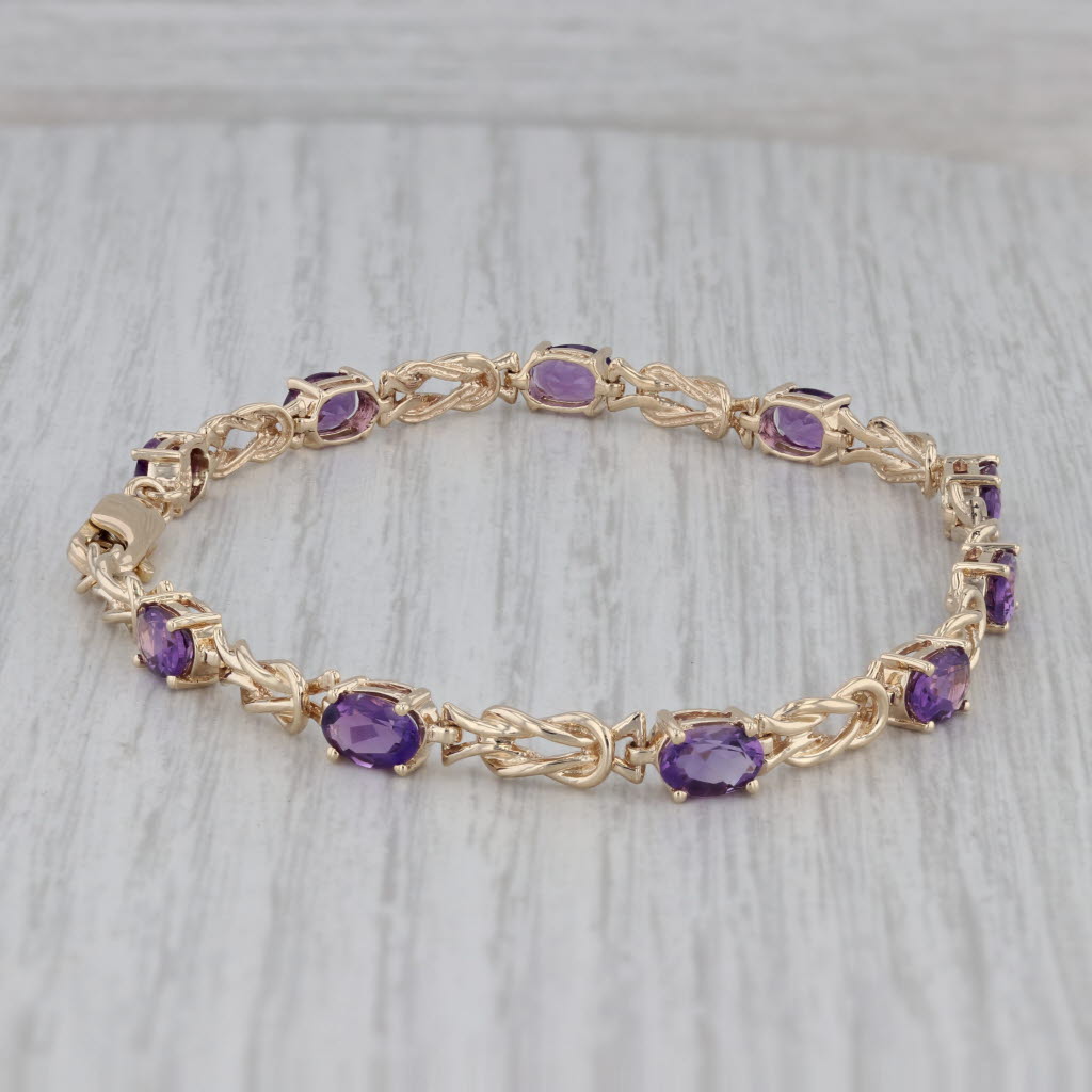 Gray 4ctw Amethyst Tennis Bracelet14k Yellow Gold 7.5" 4.4mm