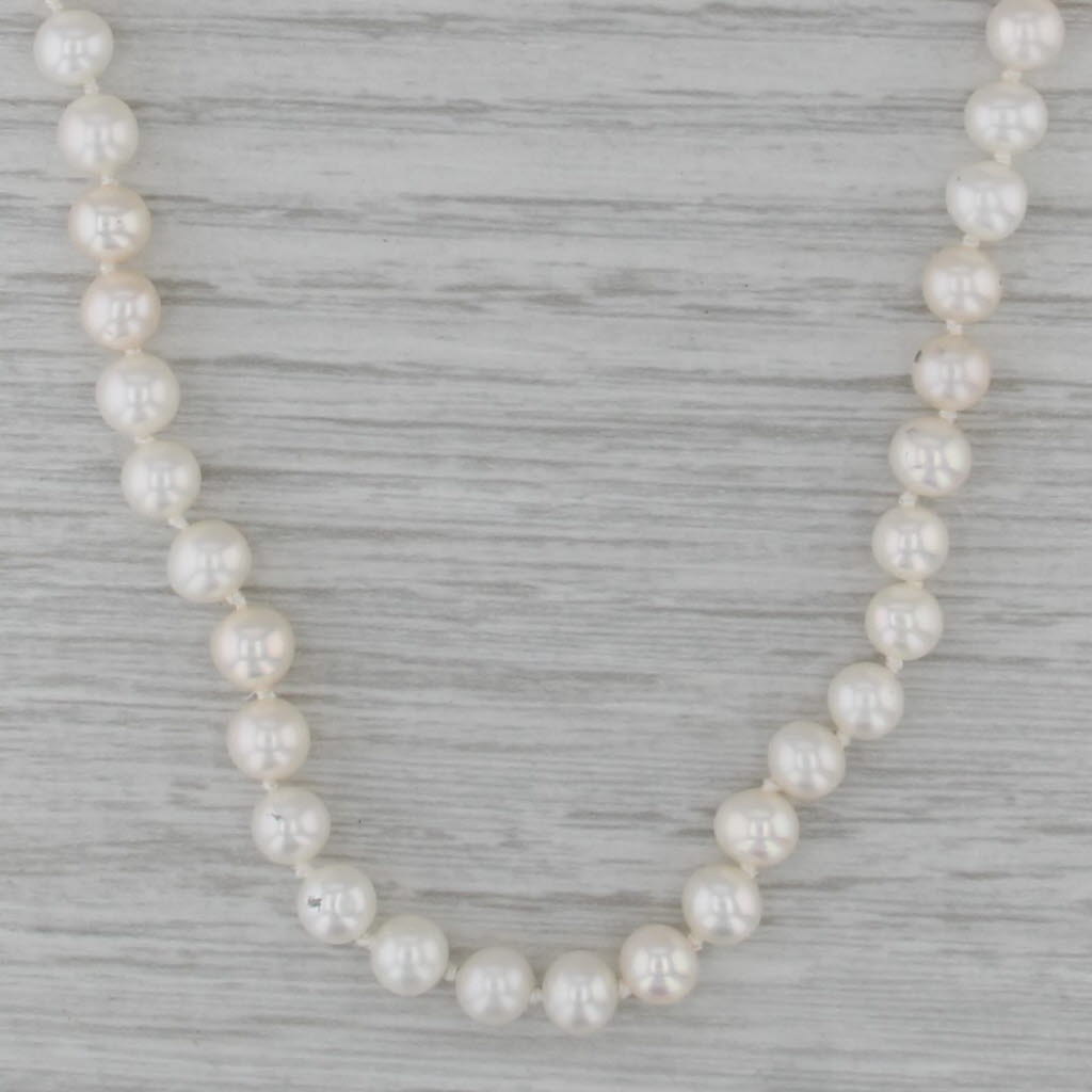 Cultured Pearl Bead Single Strand Necklace 14k Gold 18.5" 4.7-5.5mm