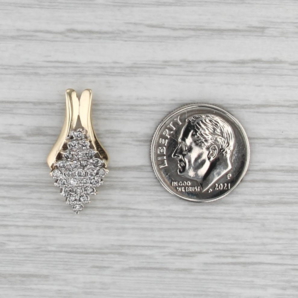 0.23ctw Diamond Cluster Pendant 14k Yellow Gold Small Drop