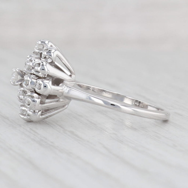 0.39ctw Diamond Cluster Ring 14k White Gold Size 5.5 Engagement
