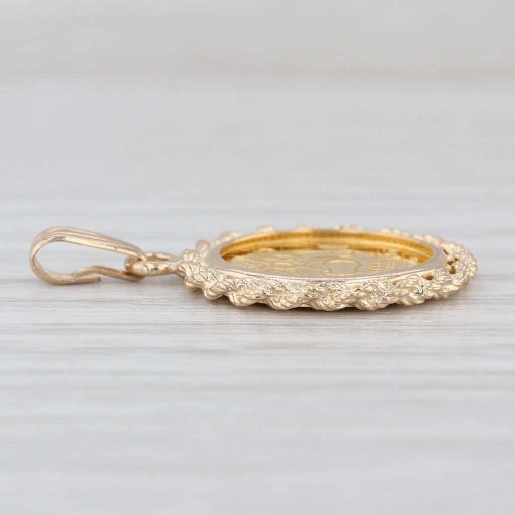 1989 1/20oz Chinese Panda Coin Pendant 14k 999 Yellow Gold 5 Yuan Small Drop