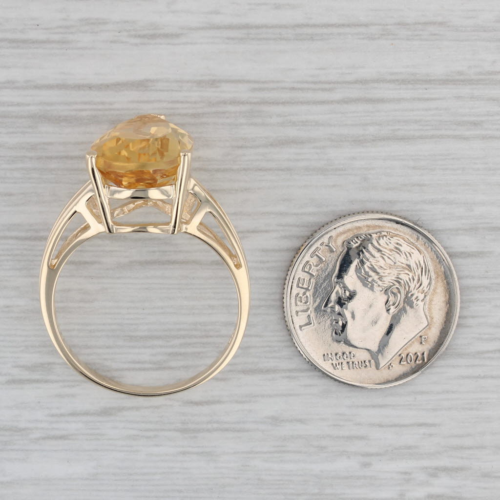 Gray 6.86ct Pear Yellow Citrine Solitaire Ring 10k Yellow Gold Size 8