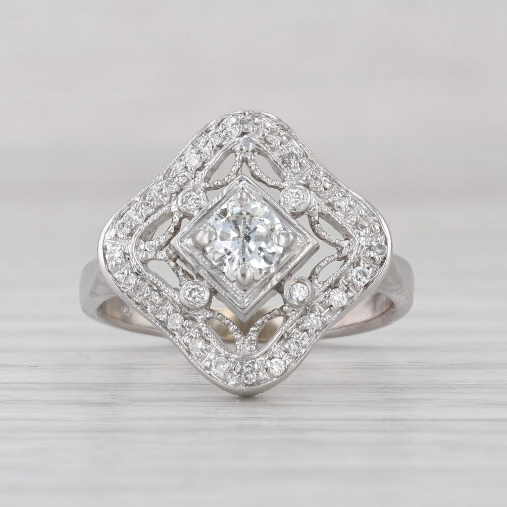 0.60ctw Diamond Openwork Ring 14k White Gold Size 5.75 Engagement