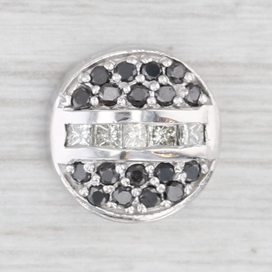 0.39ctw Black White Diamond Round Slide Bracelet Charm 14k White Gold