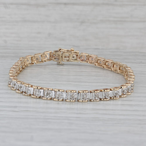 Gray 0.33ctw Diamond Tennis Bracelet 10k Yellow Gold 7" 4.4mm