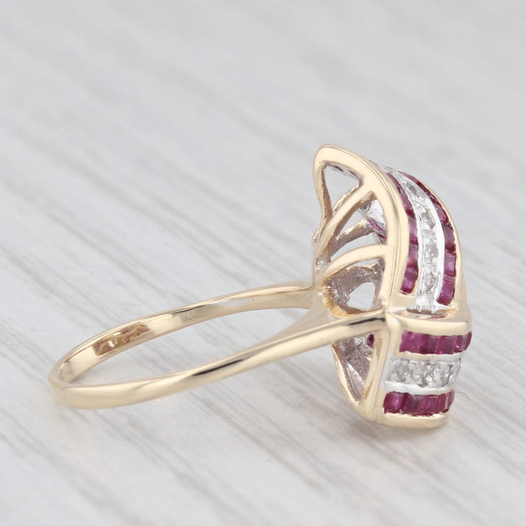 Light Gray 0.49ctw Ruby Diamond Knot Ring 14k Yellow Gold Size 4.5 Cocktail