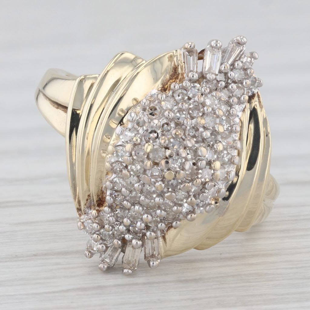 Light Gray 0.52ctw Diamond Cluster Ring 10k Yellow Gold Size 7.25