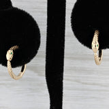 New Ouroboros Snake Hoop Earrings 14k Yellow Gold Emerald Eyes Hinged Hoops