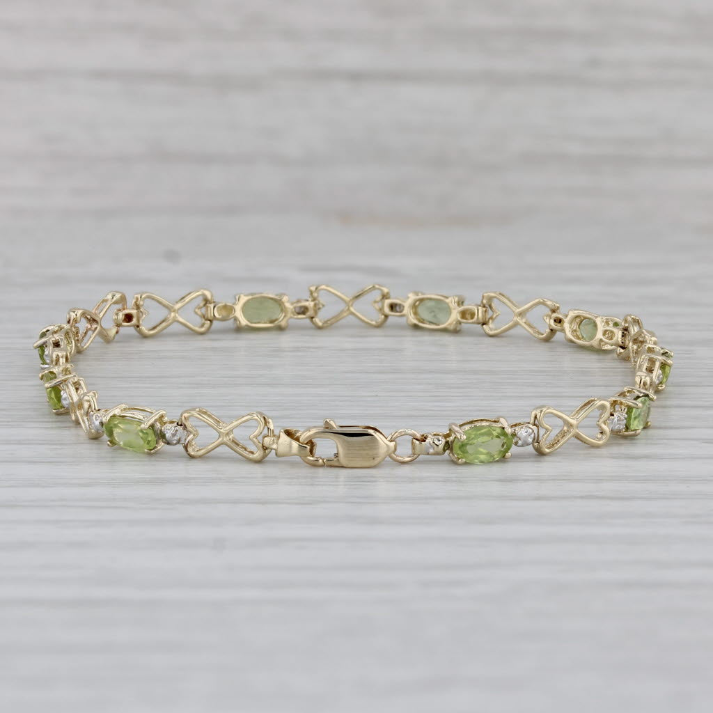 Gray 2.25ctw Peridot Tennis Bracelet 10k Yellow Gold 6.5" 4mm