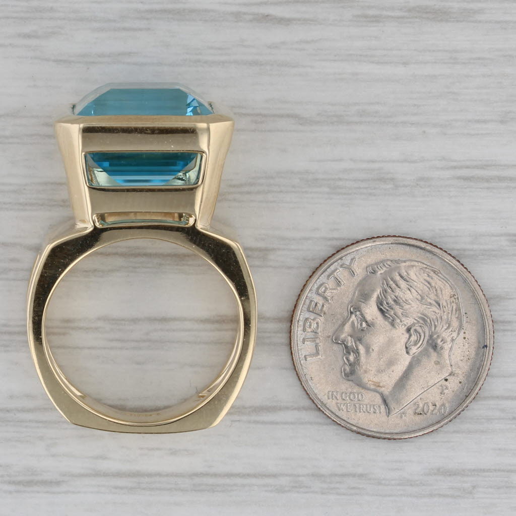 Gray 16.70ct Blue Topaz Solitaire Ring 14k Yellow Gold Size 5.5 Cocktail