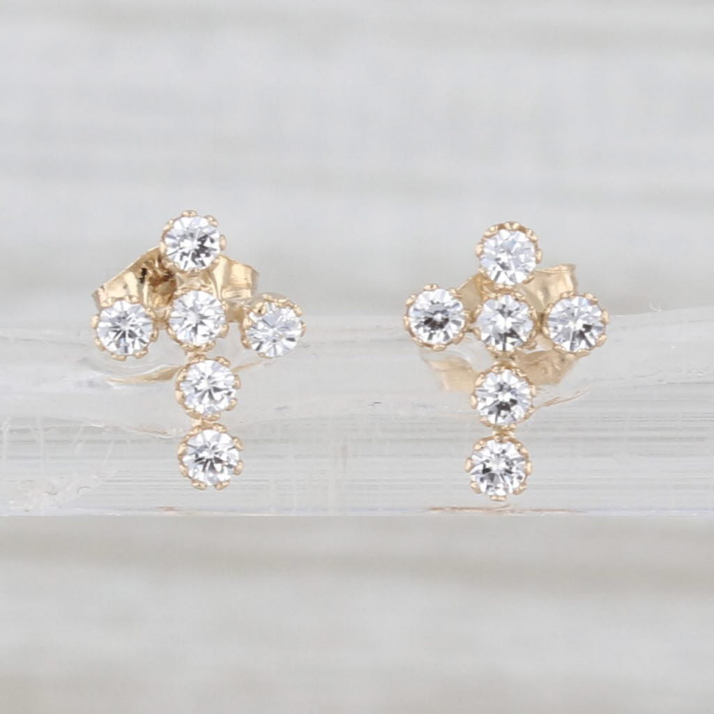 Small Cubic Zirconia Cross Stud Earrings 10k Yellow Gold Studs