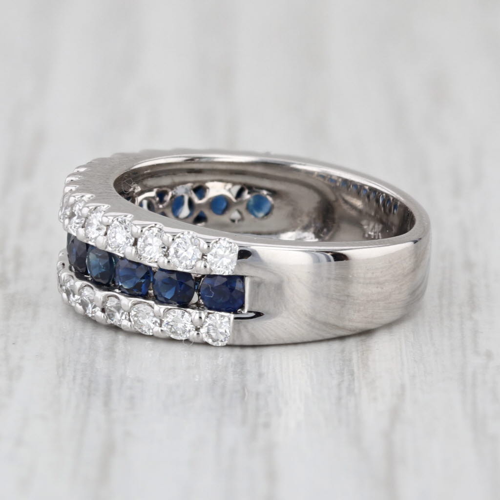 1.40ctw Blue Sapphire Diamond Ring 14k White Gold Size 4.75-5 Anniversary Bridal