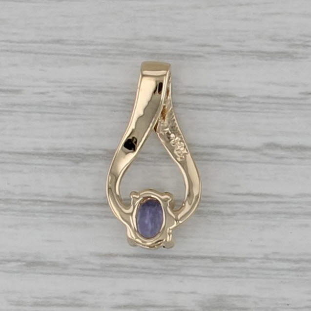 0.48ct Tanzanite Drop Pendant 14k Yellow Gold Oval Solitaire
