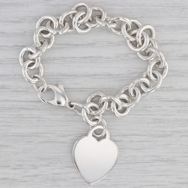 Tiffany & Co Heart ID Tag Charm Bracelet Sterling Silver 7