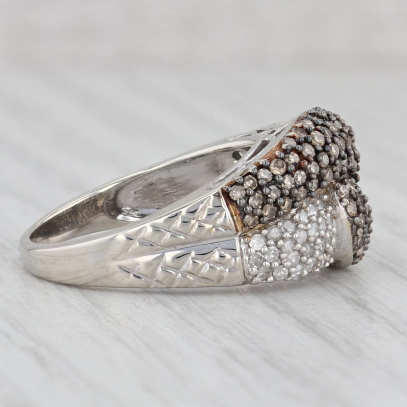 Gray 0.60ctw Champagne White Pave Diamond Bypass Ring 10k White Gold Sz 7.25 Cocktail