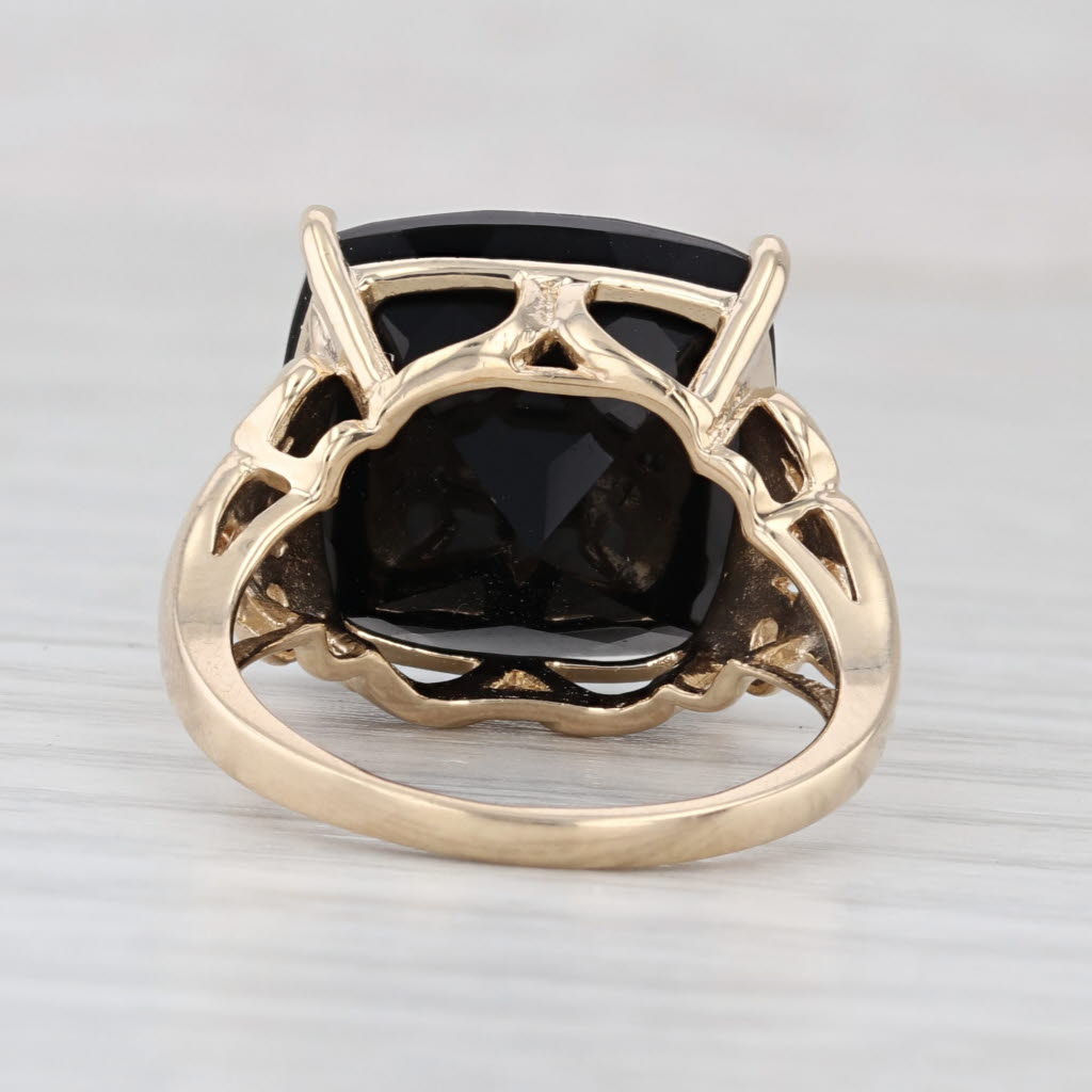 12.03ct Obsidian Diamond Ring 10k Yellow Gold Size 7 Cocktail