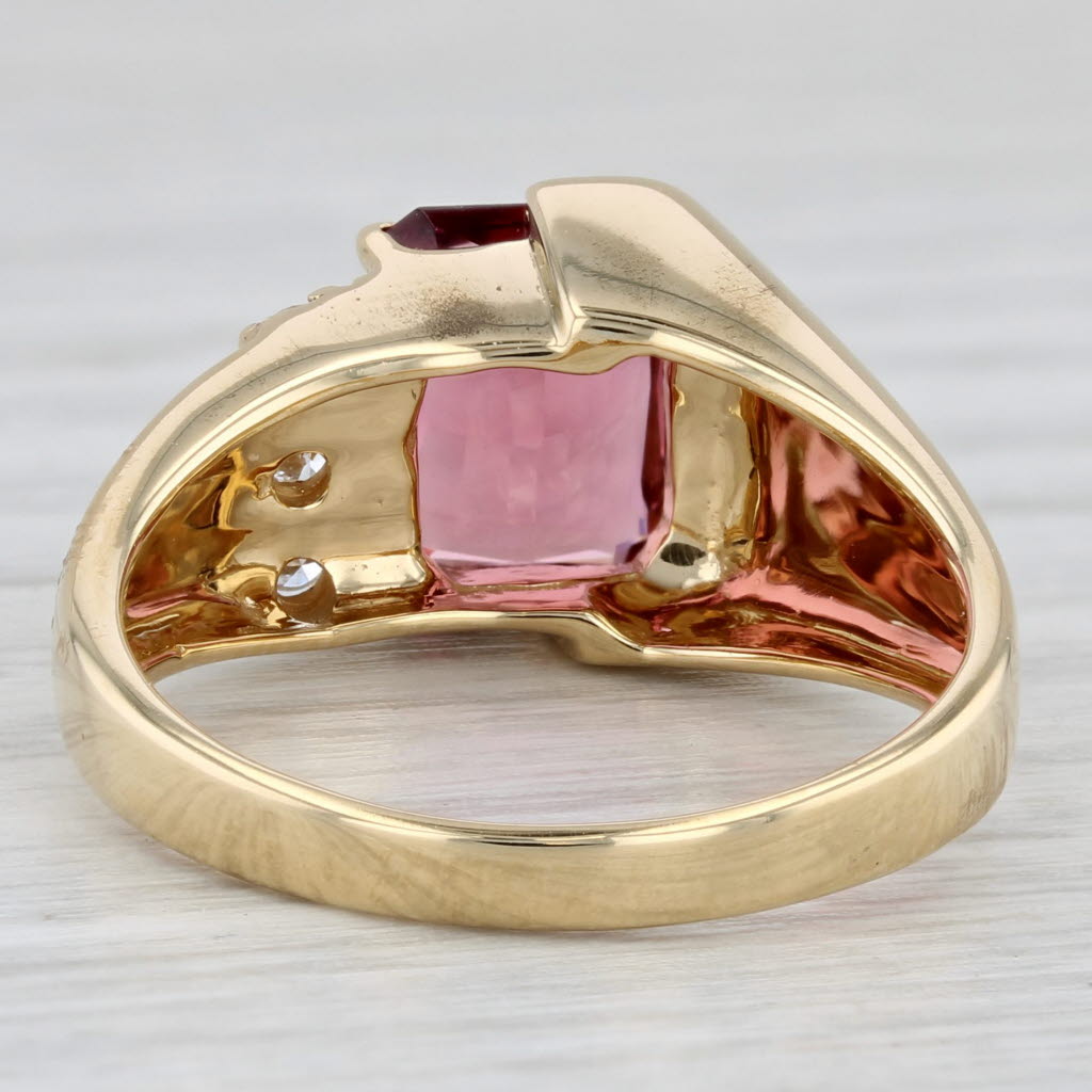 Light Gray 2.48ctw Pink Tourmaline Diamond Ring 18k Yellow Gold Size 8