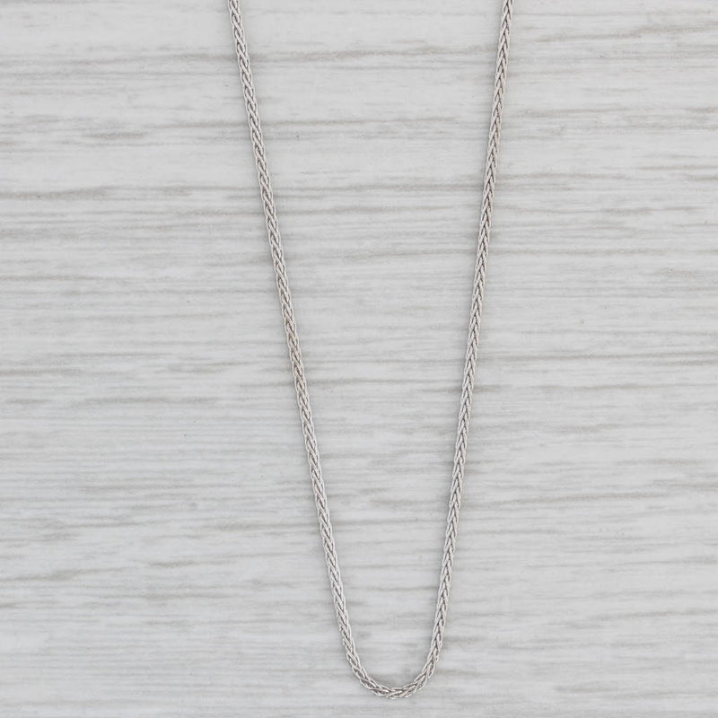 Wheat Chain Necklace 14k White Gold 24" 1mm