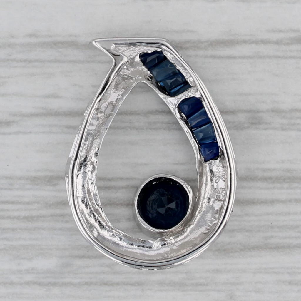 Gray 0.67ctw Sapphire Teardrop Pendant 14k White Gold