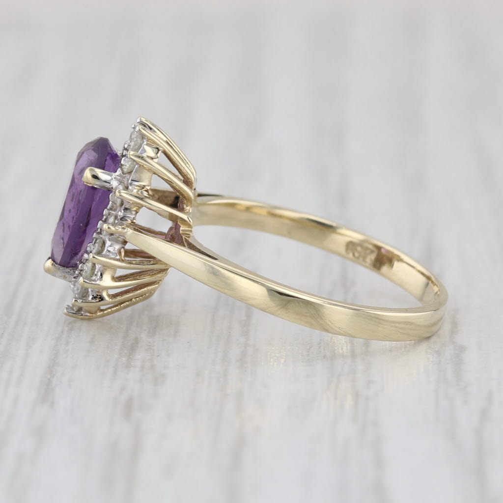 1.36ctw Pear Amethyst Halo Ring 10k Yellow Gold Size 5.75