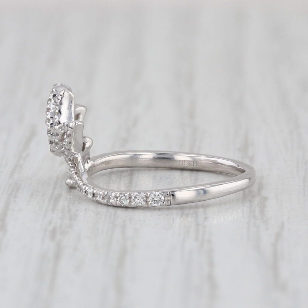 0.16ctw Diamond Flower Bypass Ring 10k White Gold Size 4.75