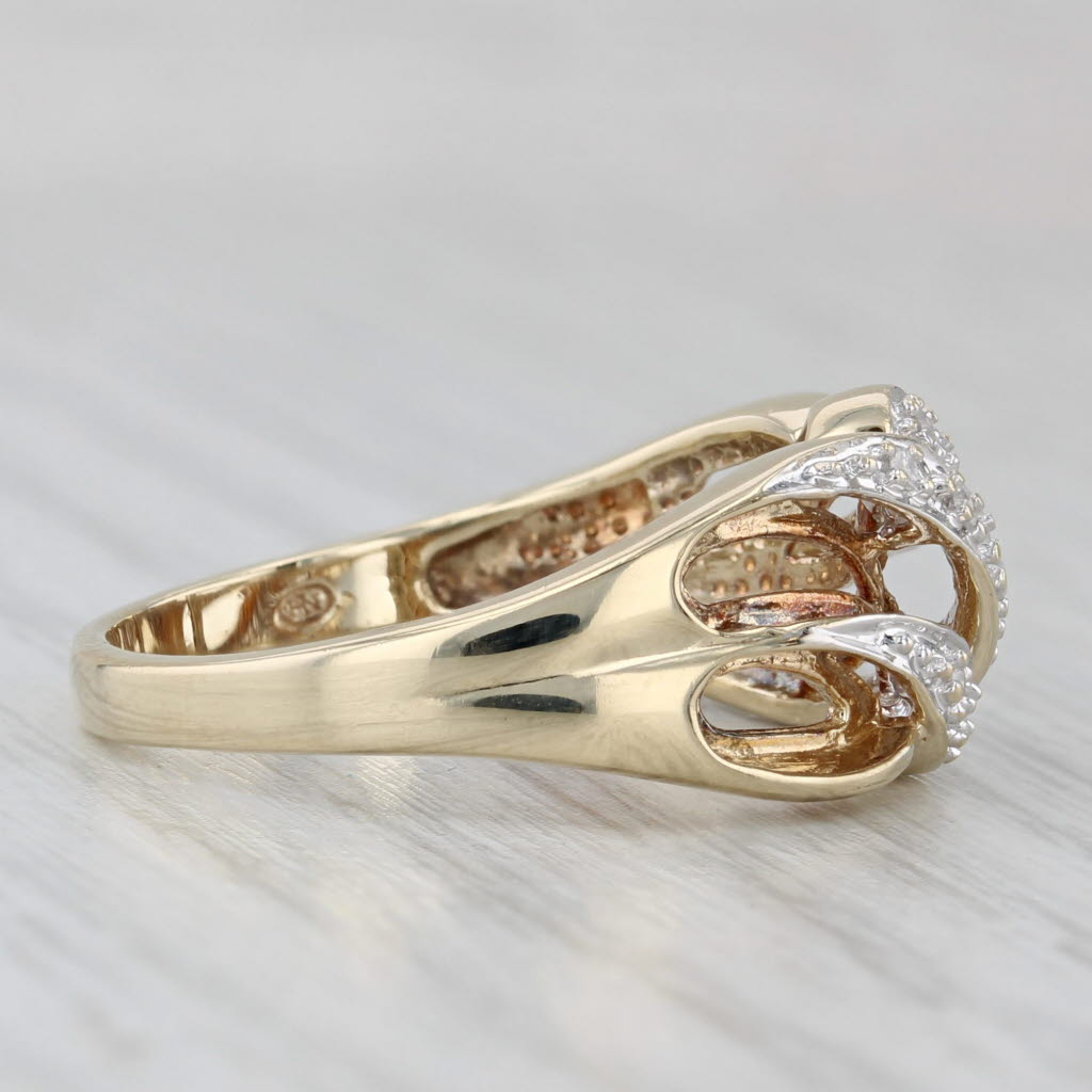 Gray Scalloped Diamond Ring 10k Yellow Gold Size 8.25