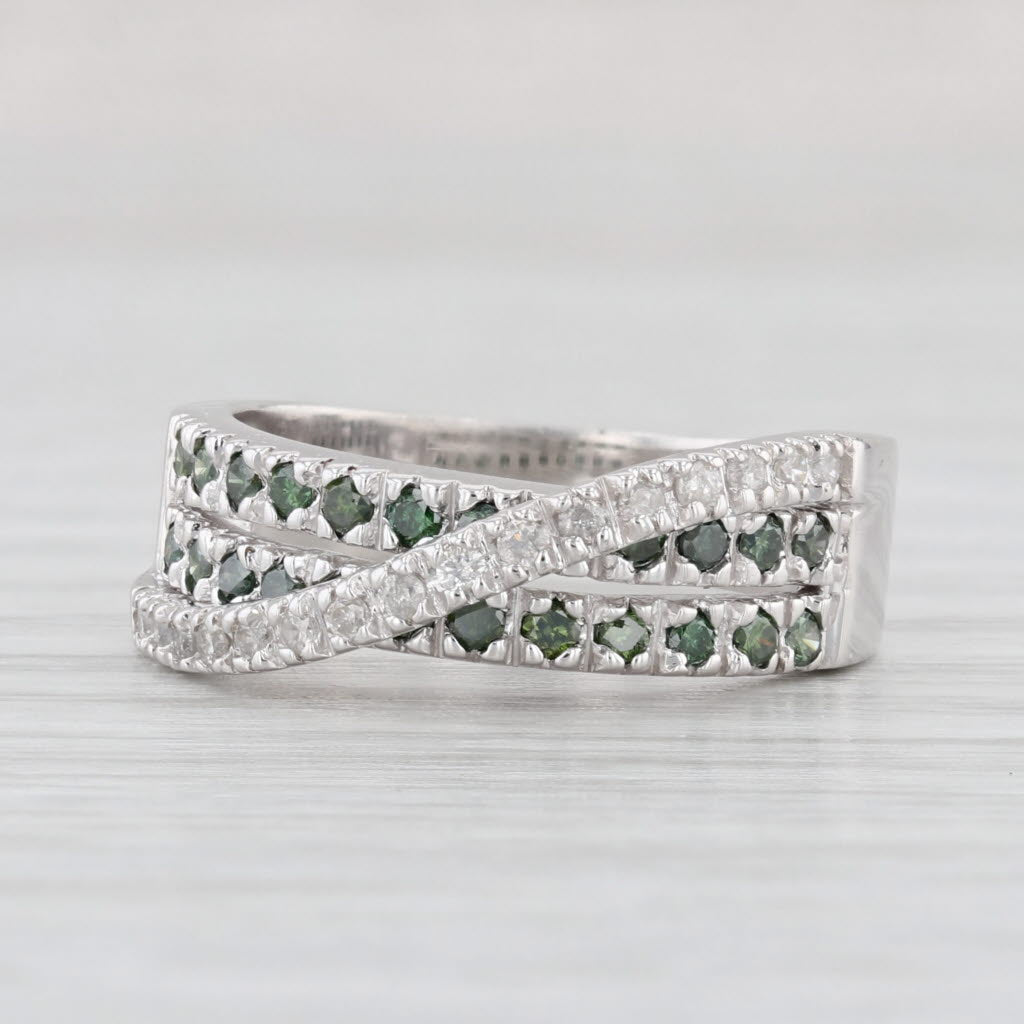 Light Gray 0.51ctw Green White Diamond Overlay Ring 14k White Gold Size 5.75 Stackable