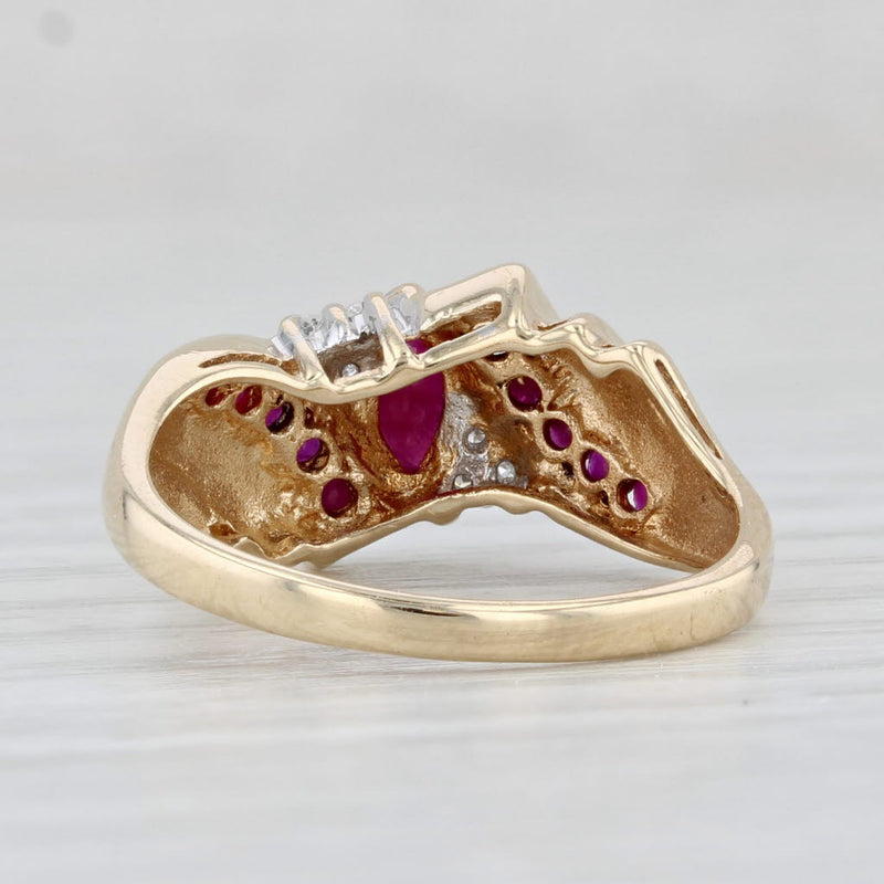 Light Gray 0.69ctw Marquise Ruby Diamond Ring10k Yellow Gold Size 7