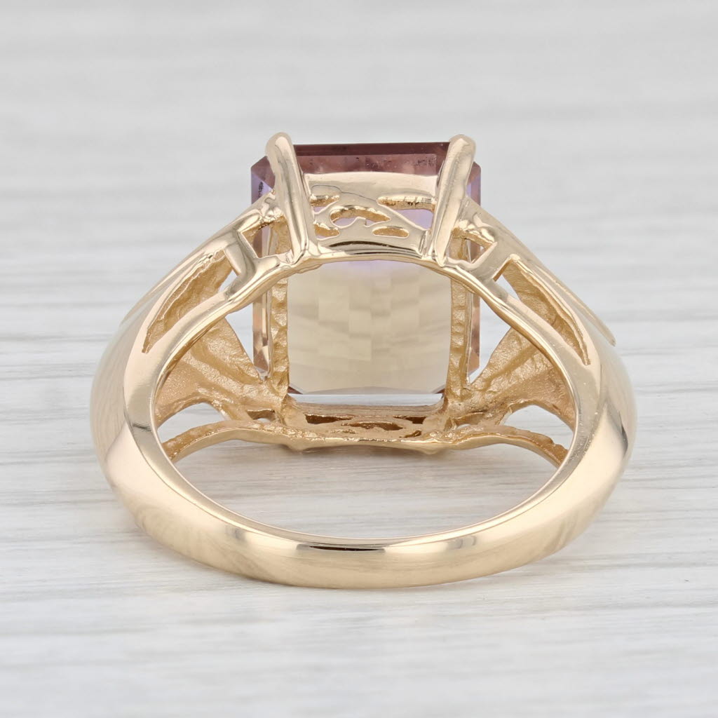 Light Gray 5.45ct Yellow Purple Ametrine Ring 10k Yellow Gold Size 7.5 Cocktail