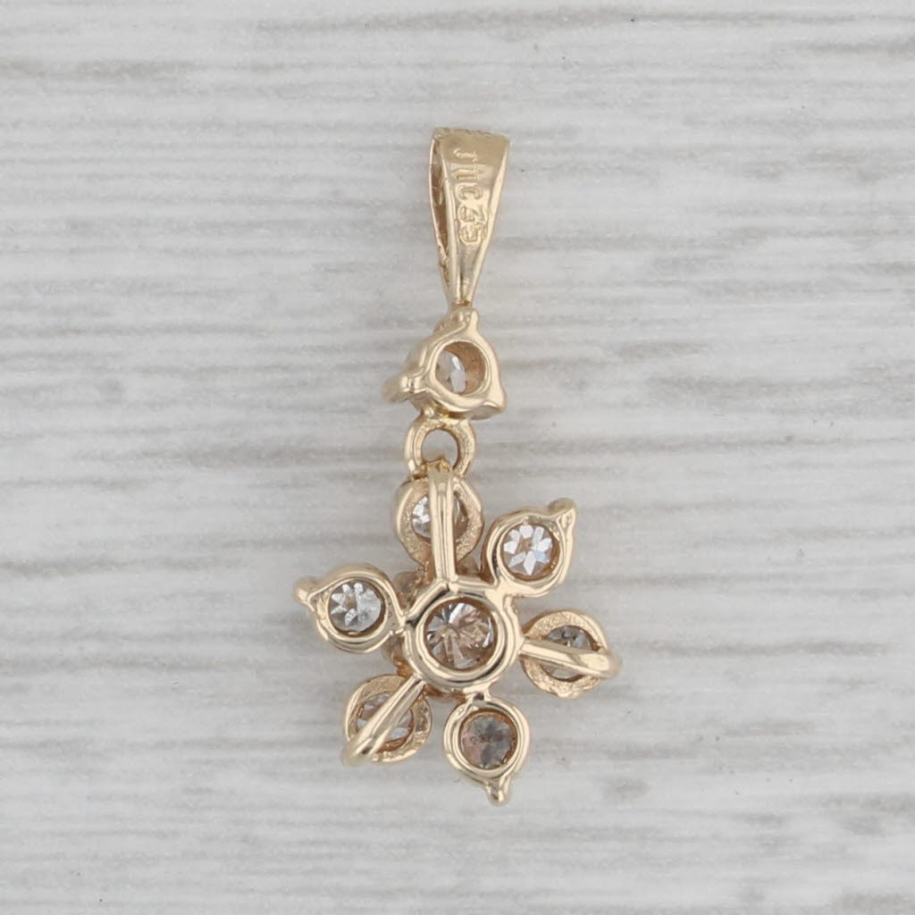 Gray 0.26ctw Diamond Cluster Flower Pendant 14k Yellow Gold Charm