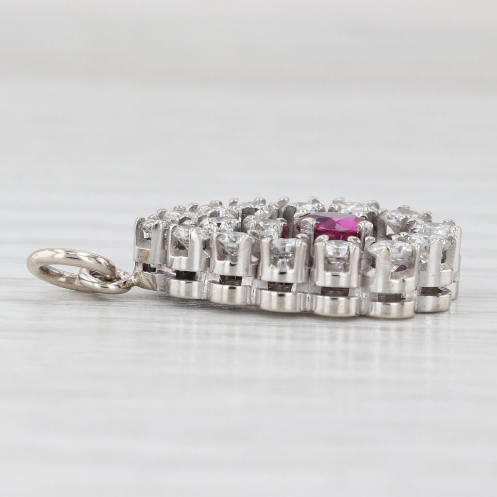Light Gray 1.50ctw Ruby Diamond Teardrop Pendant 18k White Gold