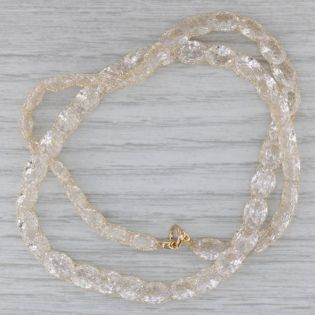 Gray 93ctw Cubic Zirconia Mesh Chain Necklace 14k Yellow Gold 17.5" 6.2mm