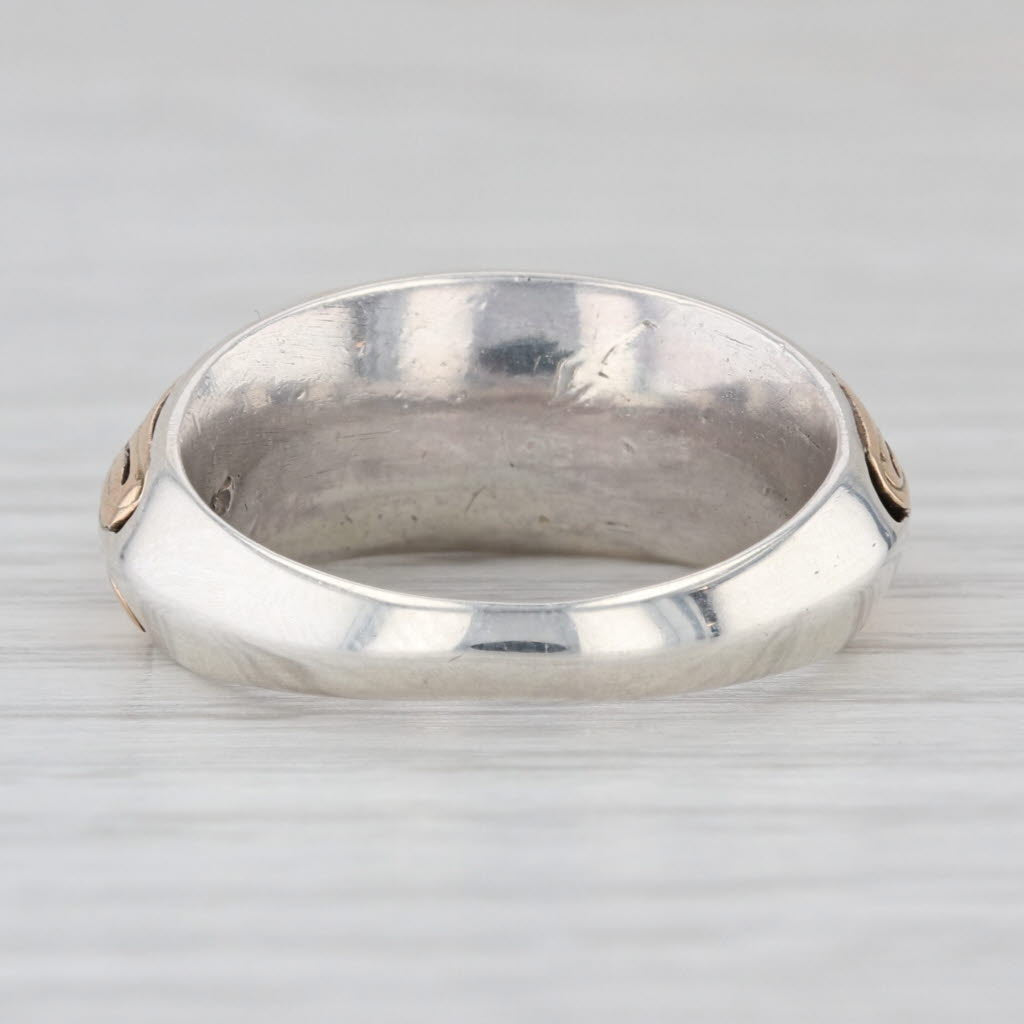 Ornate 2-Toned Ring Sterling Silver 14k Yellow Gold Band Size 6.5 Stackable