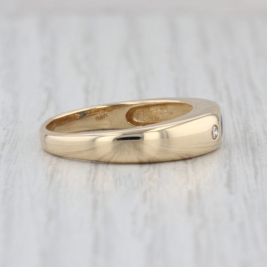 0.76ctw Blue Sapphire Diamond Ring 14k Yellow Gold Size 10.25 Wedding Band