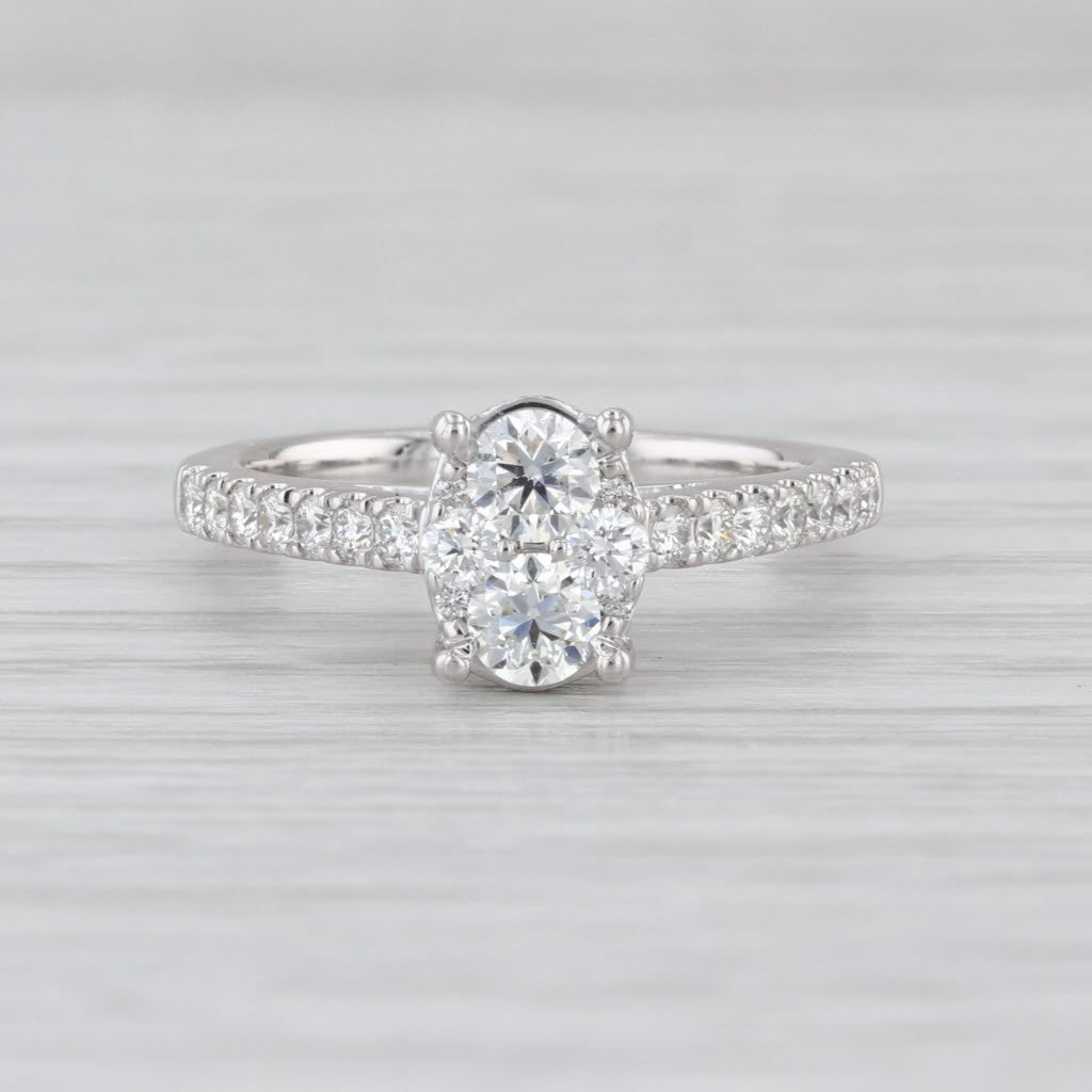 1ctw Diamond Cluster Engagement Ring 950 Platinum Size 6.75 Cathedral Band