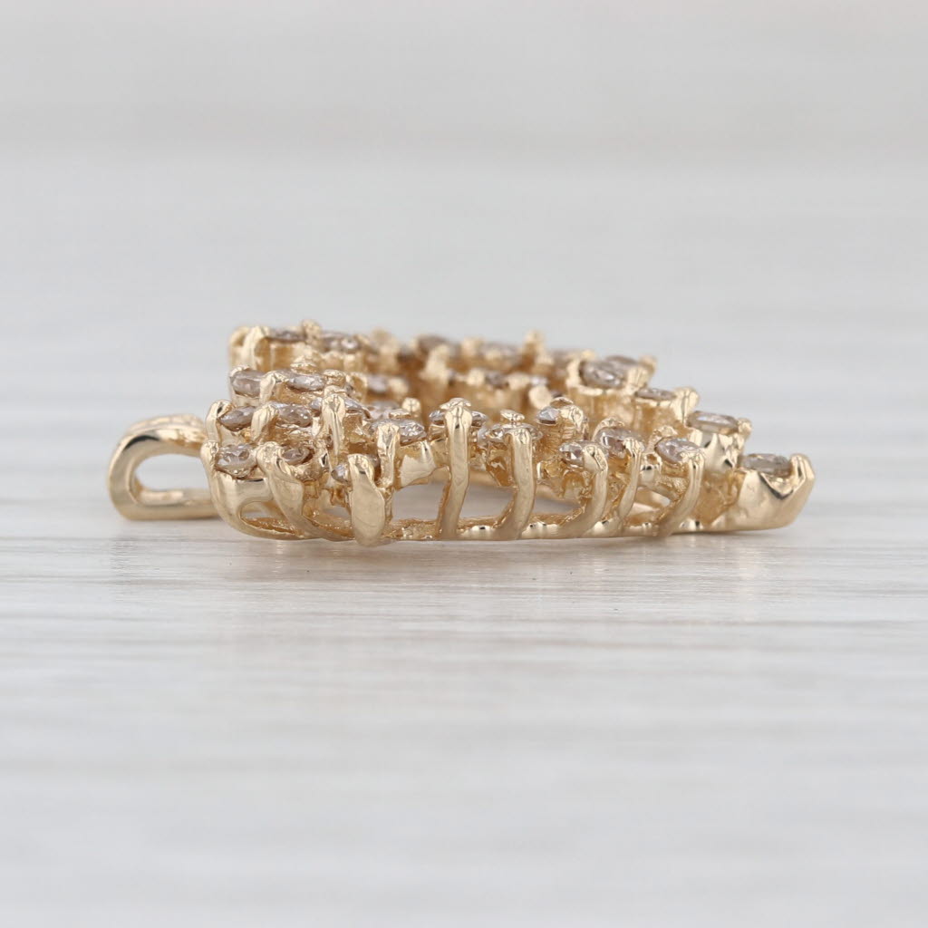 0.85ctw Diamond Cluster Open Heart Pendant 14k Yellow Gold