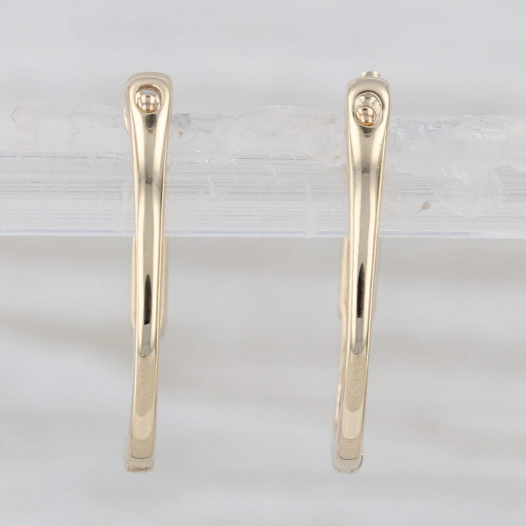 0.19ctw Diamond Oval Hoop Earrings 14k Yellow Gold Hinged Snap Top Hoops