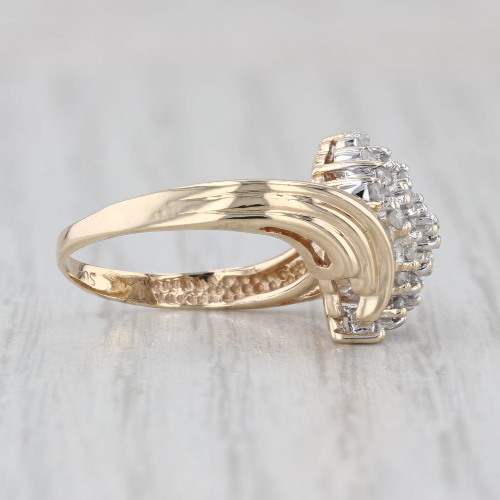 0.18ctw Diamond Cluster Bypass Ring 10k Yellow Gold Size 4.75