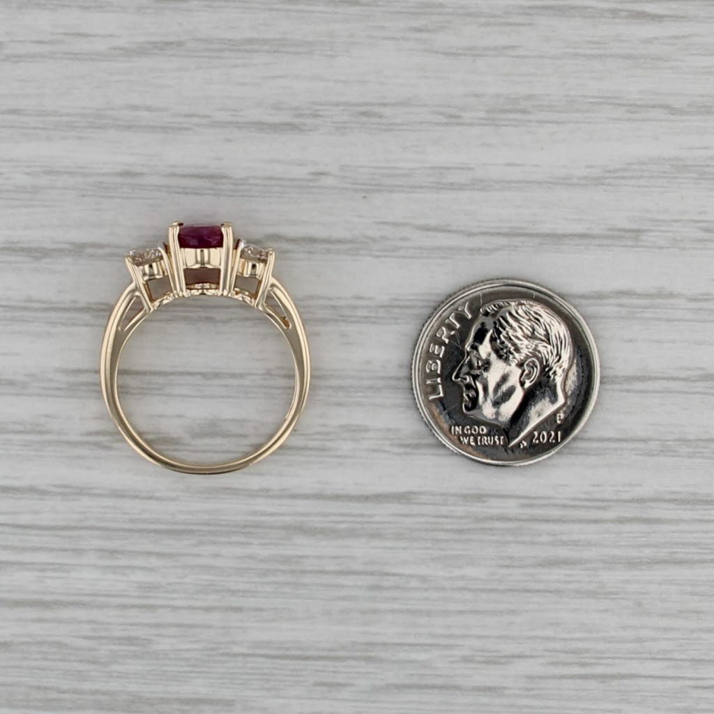 1.62ctw Oval Ruby Diamond Ring 14k Yellow Gold Size 6