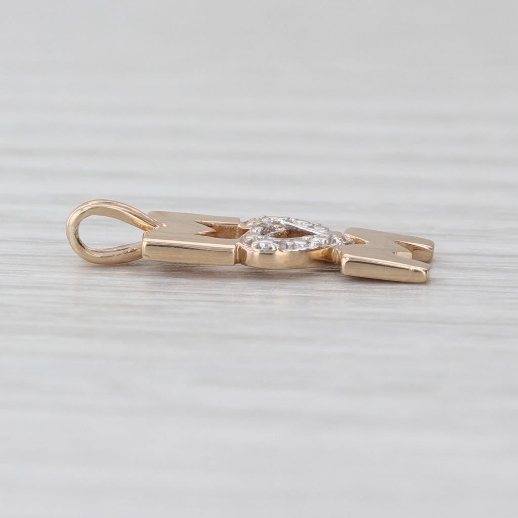 MOM Diamond Heart Pendant 14k Yellow Gold Small Drop